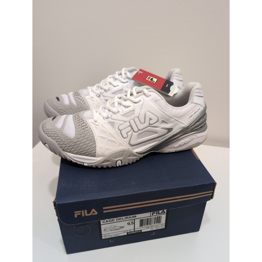 NWB FILA Cage Delirium Women's Tennis Sneakers White/Gray Size 9.5
